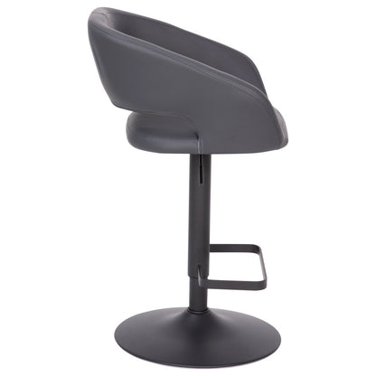 Modern Upholstered Adjustable-Height Barstool with Rounded Back