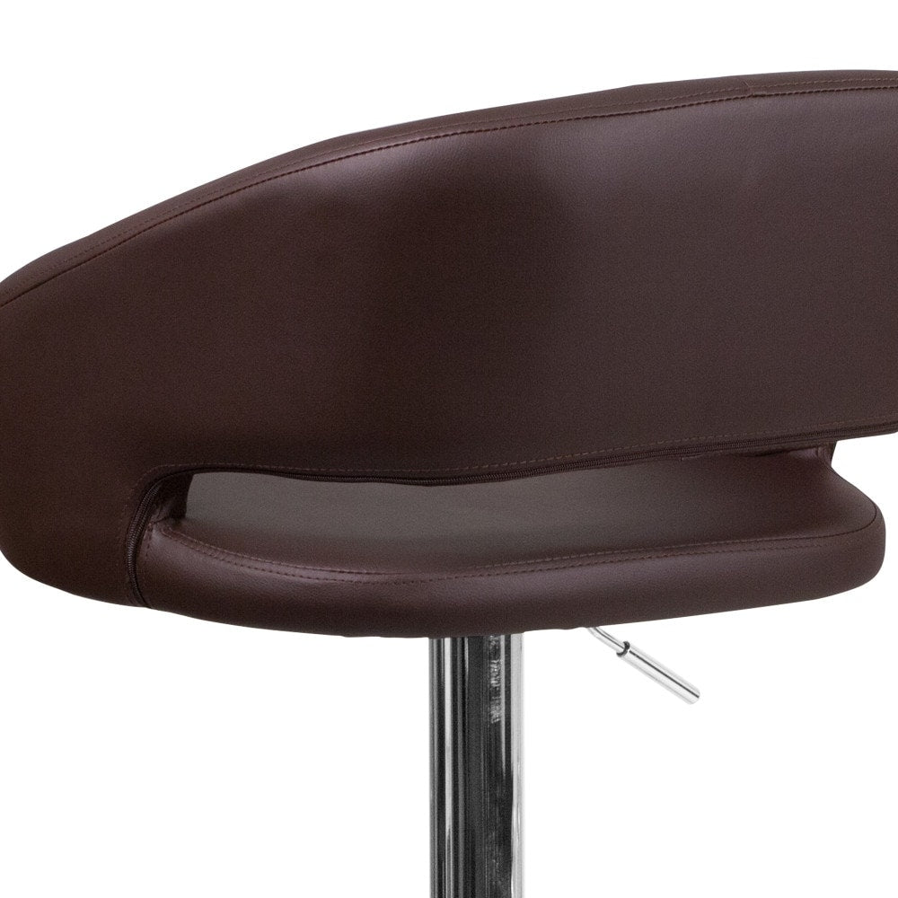 Modern Upholstered Adjustable-Height Barstool with Rounded Back