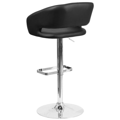 Modern Upholstered Adjustable-Height Barstool with Rounded Back