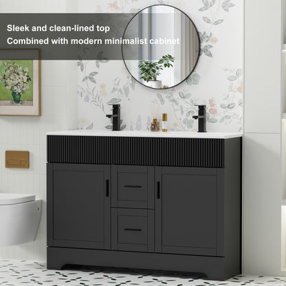 Wavy Line 30/36/48 Bathroom Vanity Set with Sink & Faucet