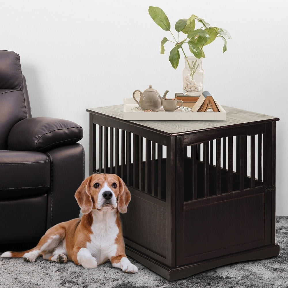Wooden Pet Crate End Table with Lockable Door
