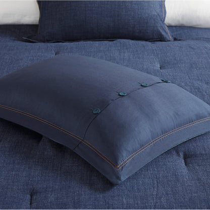 Woolrich Perry Blue Oversized and Overfilled Denim Comforter Set