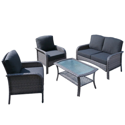 XIZZI 4-piece Outdoor Patio Furniture Conversation Set with Table