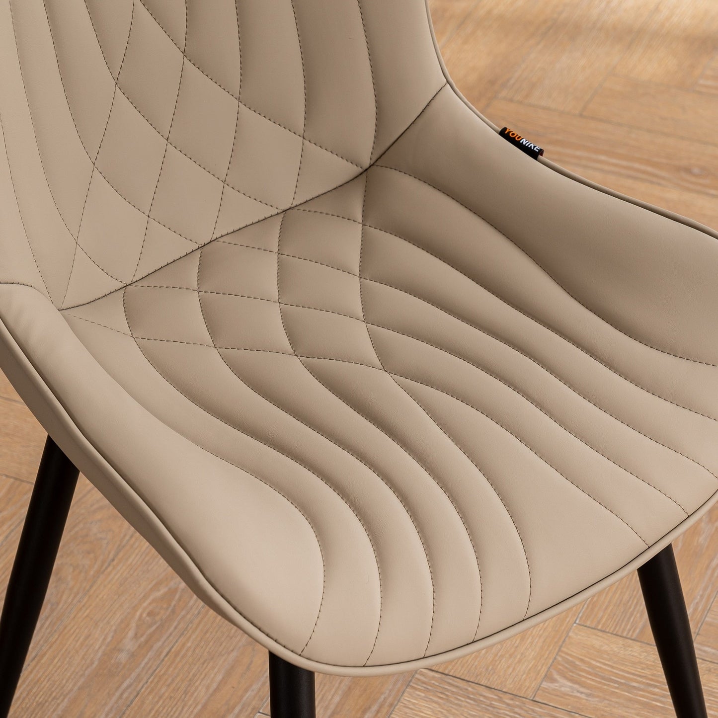 Modern Upholstered Leather Armless Dining Chairs Set of 2