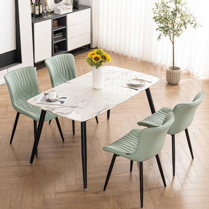 Modern Upholstered Leather Armless Dining Chairs Set of 2