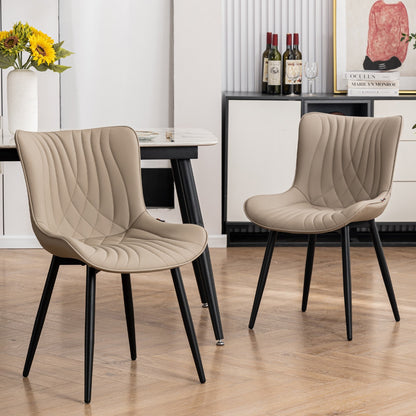 Modern Upholstered Leather Armless Dining Chairs Set of 2