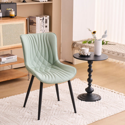 Modern Upholstered Leather Armless Dining Chairs Set of 2