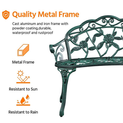 Yaheetech Outdoor Metal Bench Patio Park Garden Bench - N/A