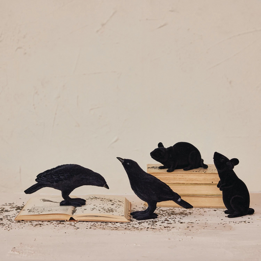Flocked Resin Crow