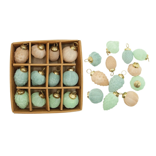Flocked Glass Ornaments