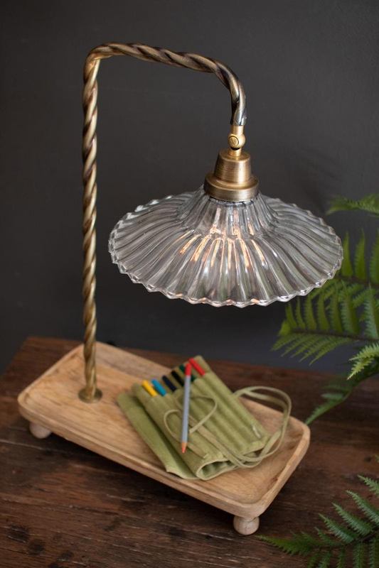 Table Lamp w/ Tray - wood