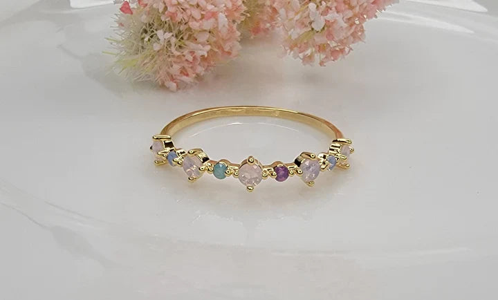 Petite Opal Ring - brass