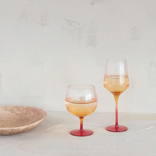 Orange Fluted Stemware - glass