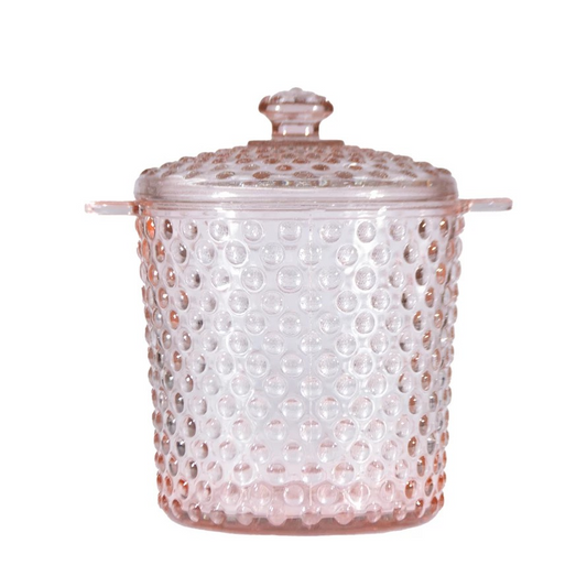 Pink Hobnail Ice Bucket - glass