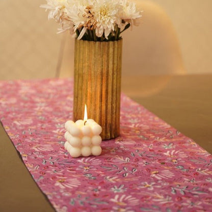 Purple Blooming Cotton Table Runner - 4 Seater: 51 x 15 inches