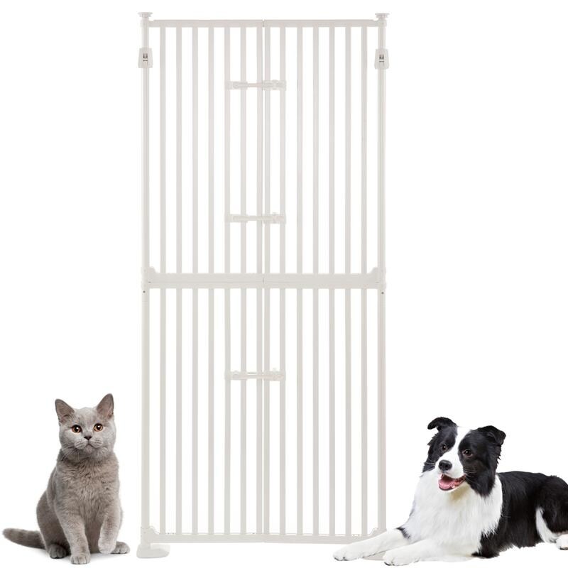 unipaws Extra Tall Cat Pet Gate 74 Inch High with Doors Locks