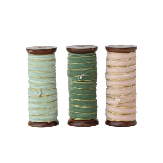 10 Yard Veet Ribbon w/ Metallic Edge - wood