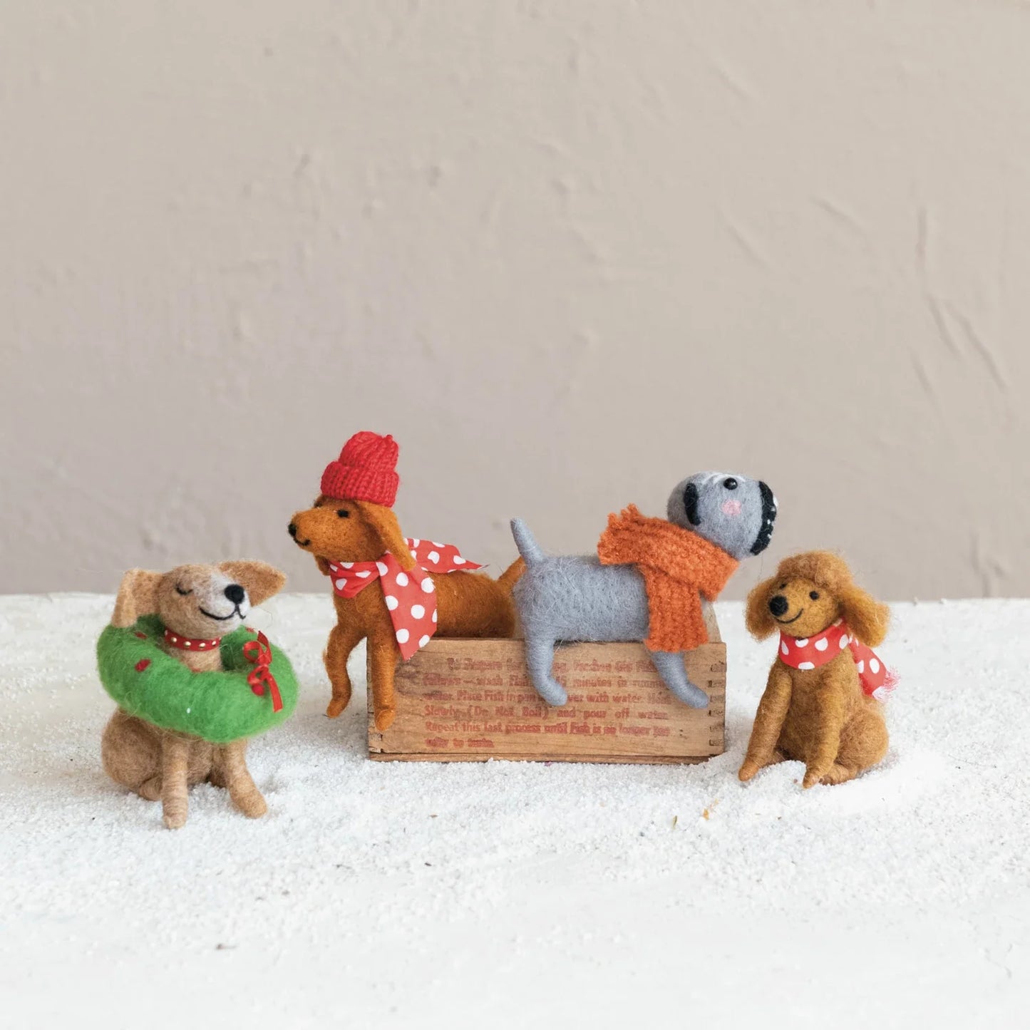 Felt Christmas Dogs - wool