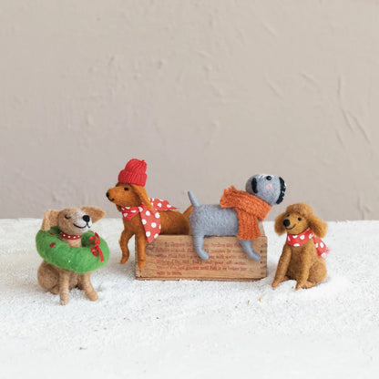 Felt Christmas Dogs - wool