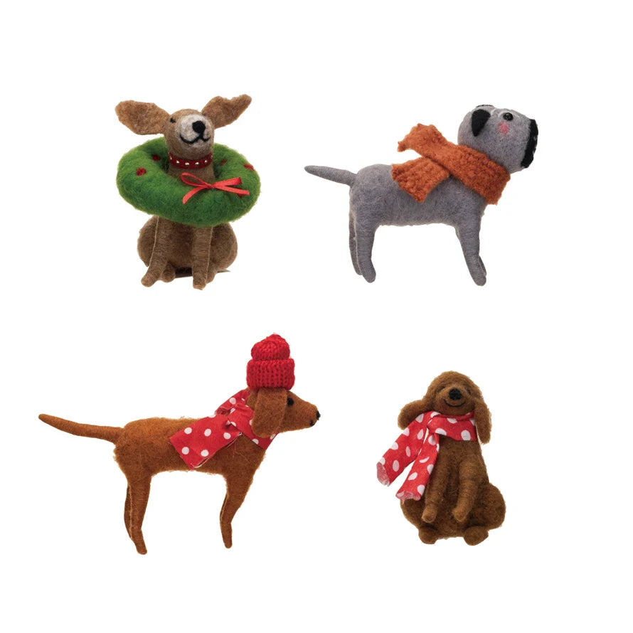 Felt Christmas Dogs - wool