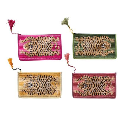Tiger Print Zipper Pouch - cotton